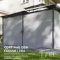 Cenador para Jardín 3x4 m Pabellón de Jardín Gazebo con Doble Techo 6 Paredes Laterales Estructura Metálica Gris Oscuro