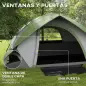 Tienda de Campaña Plegable para 2 Personas con Ventana y Bolsa Impermeable 3000 mm 210x150x110 cm Gris y Verde