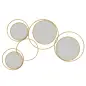 Espejo Decorativo de Pared de Metal 3D Decoración con 4 Espejos Redondos para Salón Dormitorio Pasillo 110x68 cm Dorado