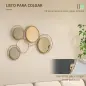 Espejo Decorativo de Pared de Metal 3D Decoración con 4 Espejos Redondos para Salón Dormitorio Pasillo 110x68 cm Dorado
