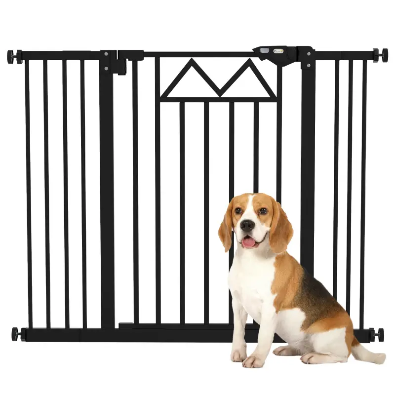 Barrera para Mascotas Extensible con Cierre Automático y Sistema de Doble Bloqueo 74-100x76 cm Negro