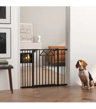 Barrera para Mascotas Extensible con Cierre Automático y Sistema de Doble Bloqueo 74-100x76 cm Negro