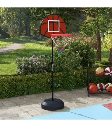 Canasta de Baloncesto Ajustable con Diana Magnética y Dardos Base Rellenable para Interior Ø38x129-179 cm Negro