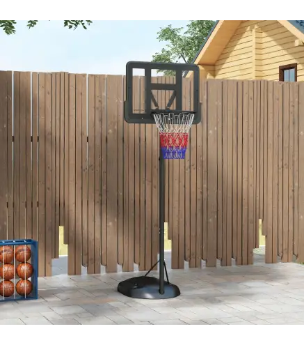 Canasta de Baloncesto para Exterior con Altura Ajustable 216-277 cm Ruedas y Base Rellenable Negro