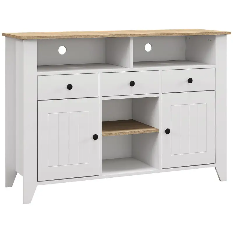 Aparador de Cocina Mesa para Televisores de 50 Pulgadas con 3 Cajones 2 Puertas 120x38x81,5 cm Blanco