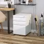 Cajonera de Oficina con Ruedas Mueble con Cerradura 2 Cajones y 1 Archivador para Tamaño A4 Carta 39x48x60 cm Blanco