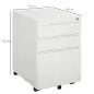 Cajonera de Oficina con Ruedas Mueble con Cerradura 2 Cajones y 1 Archivador para Tamaño A4 Carta 39x48x60 cm Blanco