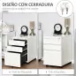 Cajonera de Oficina con Ruedas Mueble con Cerradura 2 Cajones y 1 Archivador para Tamaño A4 Carta 39x48x60 cm Blanco