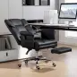 Silla de Oficina con 6 Puntos de Masaje Reposapiés Retráctil Altura Ajustable Control Remoto y Soporte Lumbar Negro