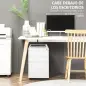 Cajonera de Oficina con Ruedas Mueble con Cerradura 2 Cajones y 1 Archivador para Tamaño A4 Carta 39x48x60 cm Blanco