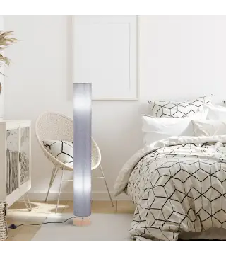 Lámpara de Pie Lámpara de Salón con Casquillo Máx. 40 W E27 Pantalla de Lino y Marco de Metal Ø15x120 cm Gris