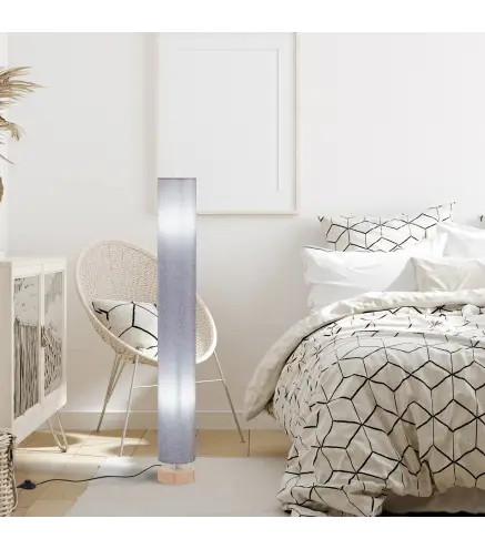 Lámpara de Pie Lámpara de Salón con Casquillo Máx. 40 W E27 Pantalla de Lino y Marco de Metal Ø15x120 cm Gris