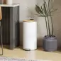 Cubo de Basura Cocina 30L con Pedal Tapa de Bambú de Cierre Suave y Cubo Extraíble para Dormitorio Oficina Salón Blanco