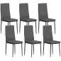 Pack de 6 Sillas de Comedor Modernas Tapizadas en Lino Sintético con Respaldo Alto y Patas de Metal 41x50x97 cm Gris