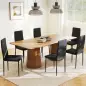 Pack de 6 Sillas de Comedor Modernas Tapizadas en Lino Sintético con Respaldo Alto y Patas de Metal 41x50x97 cm Negro