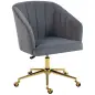 Silla de Oficina con Ruedas de Terciopelo con Respaldo Acolchado Altura Ajustable Espuma Alta Resiliencia Gris