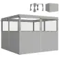 4 Paredes Laterales para Cenador 3x3 m Laterales de Carpa con 8 Ventanas Protección UV 30+ Impermeable Gris Claro