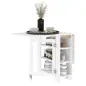 Mesa de Cocina Plegable con Alas Abatibles 2 Ruedas y Estantes Estilo Moderno 120x60x75 cm Blanco