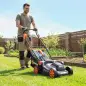 Cortacésped a Batería Inalámbrico 18V con 2 Baterías de 4Ah Ancho de Corte de 34 cm y Función de Mulching Motor 700 W