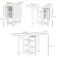 Mesa de Cocina Plegable con Alas Abatibles 2 Ruedas y Estantes Estilo Moderno 120x60x75 cm Blanco