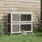 Conejera de Madera Jaula para Conejos de 2 Pisos 97x44x91 cm Techo Asfáltico Puertas Bandejas Extraíbles Marrón