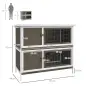 Conejera de Madera Jaula para Conejos de 2 Pisos 97x44x91 cm Techo Asfáltico Puertas Bandejas Extraíbles Marrón