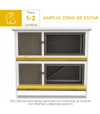 Conejera de Madera Jaula para Conejos de 2 Pisos 97x44x91 cm Techo Asfáltico Puertas Bandejas Extraíbles Marrón
