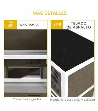 Conejera de Madera Jaula para Conejos de 2 Pisos 97x44x91 cm Techo Asfáltico Puertas Bandejas Extraíbles Marrón