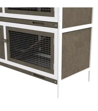 Conejera de Madera Jaula para Conejos de 2 Pisos 97x44x91 cm Techo Asfáltico Puertas Bandejas Extraíbles Marrón