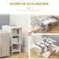 Mesa de Cocina Plegable con Alas Abatibles 2 Ruedas y Estantes Estilo Moderno 120x60x75 cm Blanco