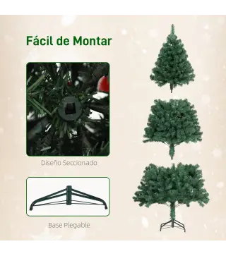 Árbol de Navidad 180 cm con Adornos 200 Luces LED Blanco Cálido 8 Modos de Iluminación 650 Ramas Verde