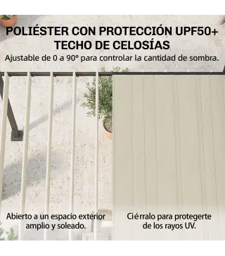 Pérgola de Jardín 3x3,8 m con Techo de Lamas Ajustable a 90° Manivela Estructura de Aluminio y Acero UPF50+ Beige