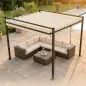 Pérgola de Jardín 3x3,8 m con Techo de Lamas Ajustable a 90° Manivela Estructura de Aluminio y Acero UPF50+ Beige