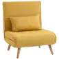 Sofá Cama Individual Plegable con Respaldo Ajustable 5 Posiciones Sillón Cama Tapizado con Cojín 72x75x85 cm Amarillo