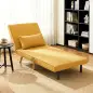 Sofá Cama Individual Plegable con Respaldo Ajustable 5 Posiciones Sillón Cama Tapizado con Cojín 72x75x85 cm Amarillo
