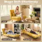 Sofá Cama Individual Plegable con Respaldo Ajustable 5 Posiciones Sillón Cama Tapizado con Cojín 72x75x85 cm Amarillo