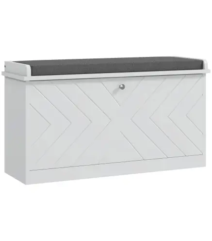 Mueble Zapatero con Banco con Estantes Ajustables y Cojín Acolchado para 8 Pares de Zapatos 80x26x48 cm Blanco