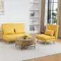 Sofá Cama Individual Plegable con Respaldo Ajustable 5 Posiciones Sillón Cama Tapizado con Cojín 72x75x85 cm Amarillo