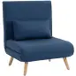 Sofá Cama Individual Plegable con Respaldo Ajustable 5 Posiciones Sillón Cama Tapizado con Cojín 72x75x85 cm Azul