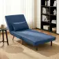 Sofá Cama Individual Plegable con Respaldo Ajustable 5 Posiciones Sillón Cama Tapizado con Cojín 72x75x85 cm Azul