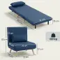 Sofá Cama Individual Plegable con Respaldo Ajustable 5 Posiciones Sillón Cama Tapizado con Cojín 72x75x85 cm Azul