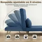 Sofá Cama Individual Plegable con Respaldo Ajustable 5 Posiciones Sillón Cama Tapizado con Cojín 72x75x85 cm Azul
