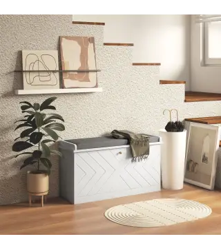 Mueble Zapatero con Banco con Estantes Ajustables y Cojín Acolchado para 8 Pares de Zapatos 80x26x48 cm Blanco