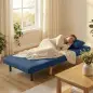 Sofá Cama Individual Plegable con Respaldo Ajustable 5 Posiciones Sillón Cama Tapizado con Cojín 72x75x85 cm Azul