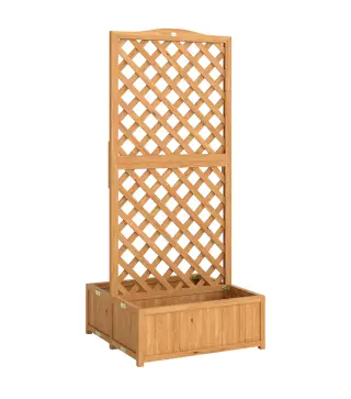 Jardinera con Enrejado de Madera para Plantas Trepadoras con 2 Cajas Plegables Base de Listones 73x70x170 cm Natural
