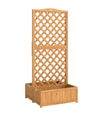 Jardinera con Enrejado de Madera para Plantas Trepadoras con 2 Cajas Plegables Base de Listones 73x70x170 cm Natural