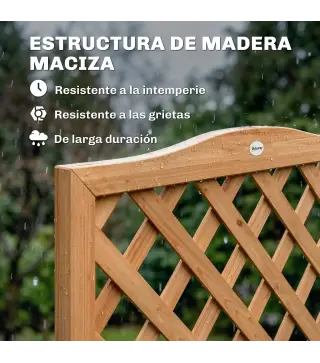 Jardinera con Enrejado de Madera para Plantas Trepadoras con 2 Cajas Plegables Base de Listones 73x70x170 cm Natural