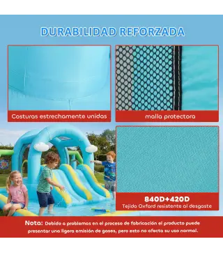 Castillo Hinchable Acuático 7 en 1 con Soplador 2 Toboganes Trampolín Piscina Canasta Columna de Boxeo 426x360x198 cm