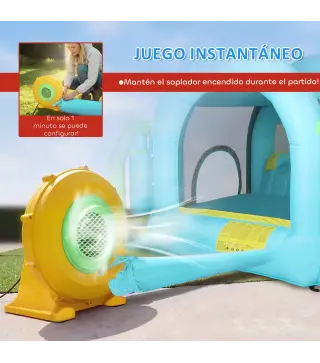 Castillo Hinchable Acuático 7 en 1 con Soplador 2 Toboganes Trampolín Piscina Canasta Columna de Boxeo 426x360x198 cm