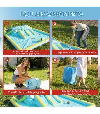 Castillo Hinchable Acuático 7 en 1 con Soplador 2 Toboganes Trampolín Piscina Canasta Columna de Boxeo 426x360x198 cm